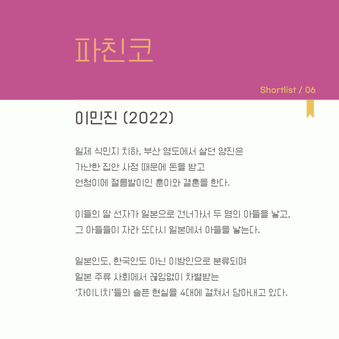 SHORTLIST 2022 : 마음에 기대 선을 긋다 06